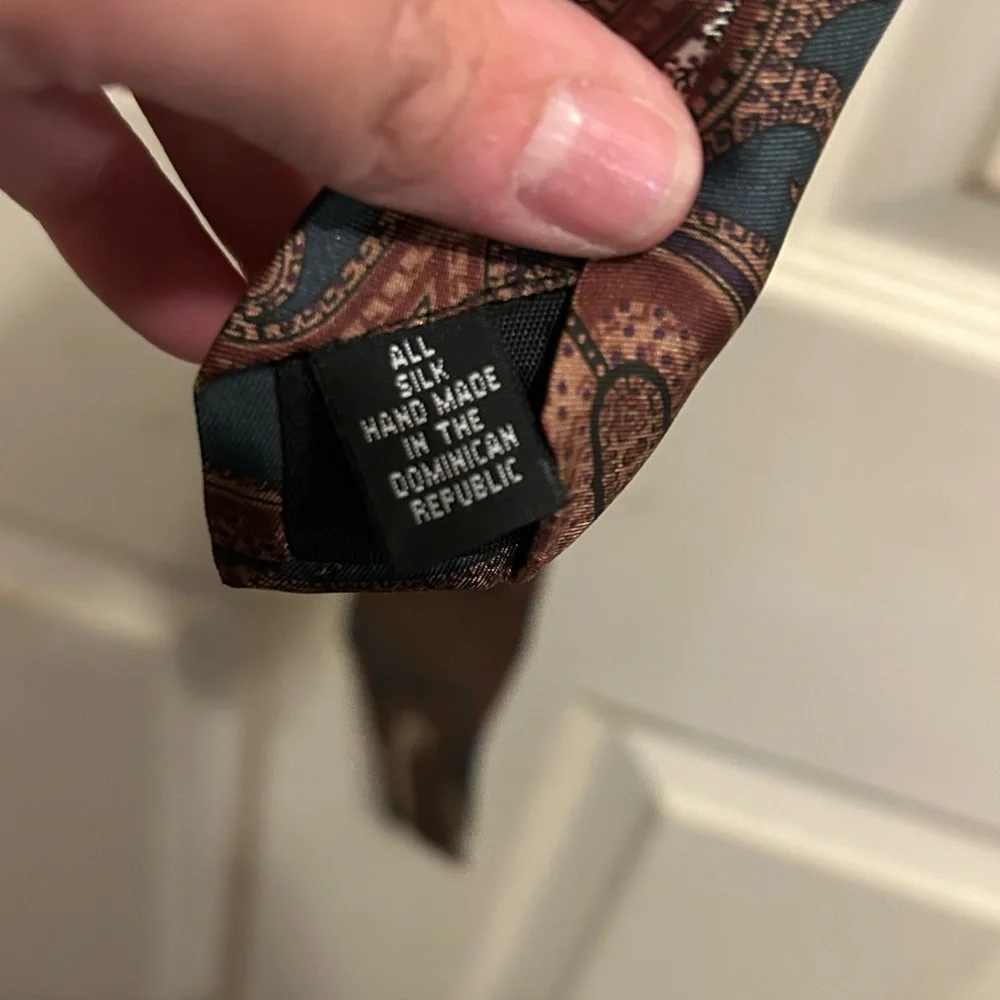 Handmade Thornhill Menswear Brown  and blue Paisley Tie